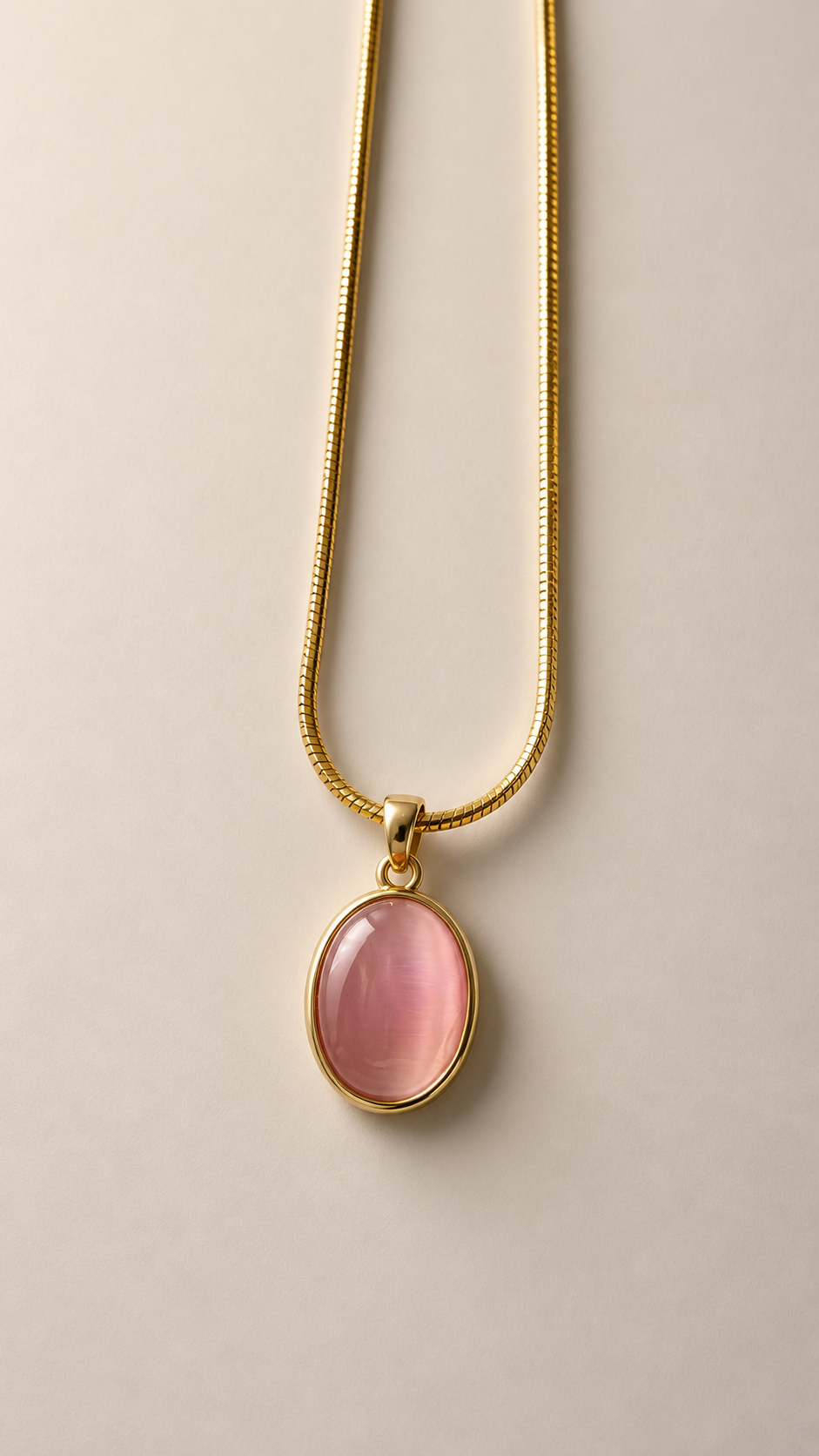 Pembe Kedi Gözü Kolye - 14K