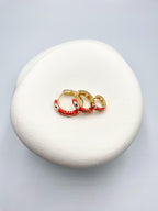 Kırmızı Göz Detaylı Halka Küpe