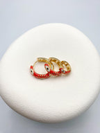 Kırmızı Göz Detaylı Halka Küpe