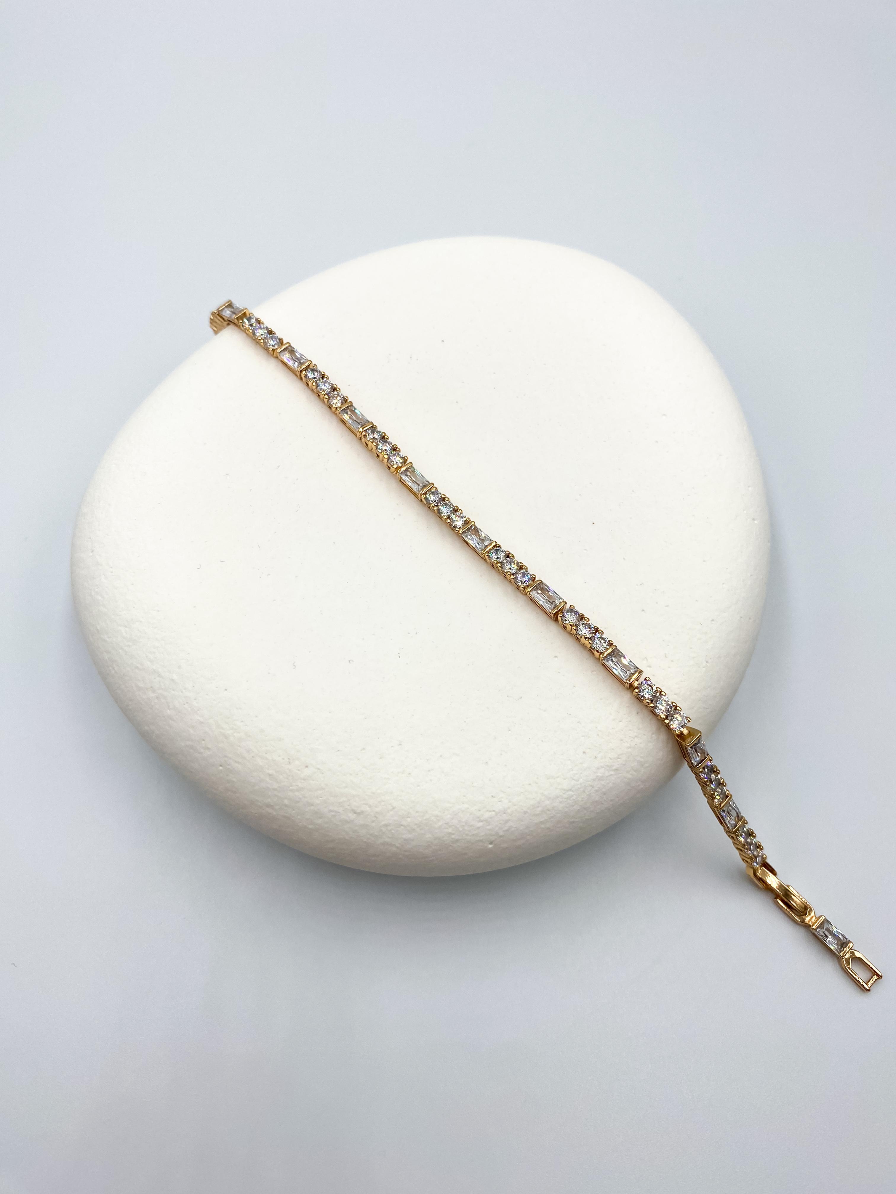 Kristal Taşlı Çelik Bileklik