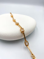 Mat Taş Detaylı Kare Bileklik