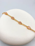 Pembe Kare Taşlı Çelik Bileklik