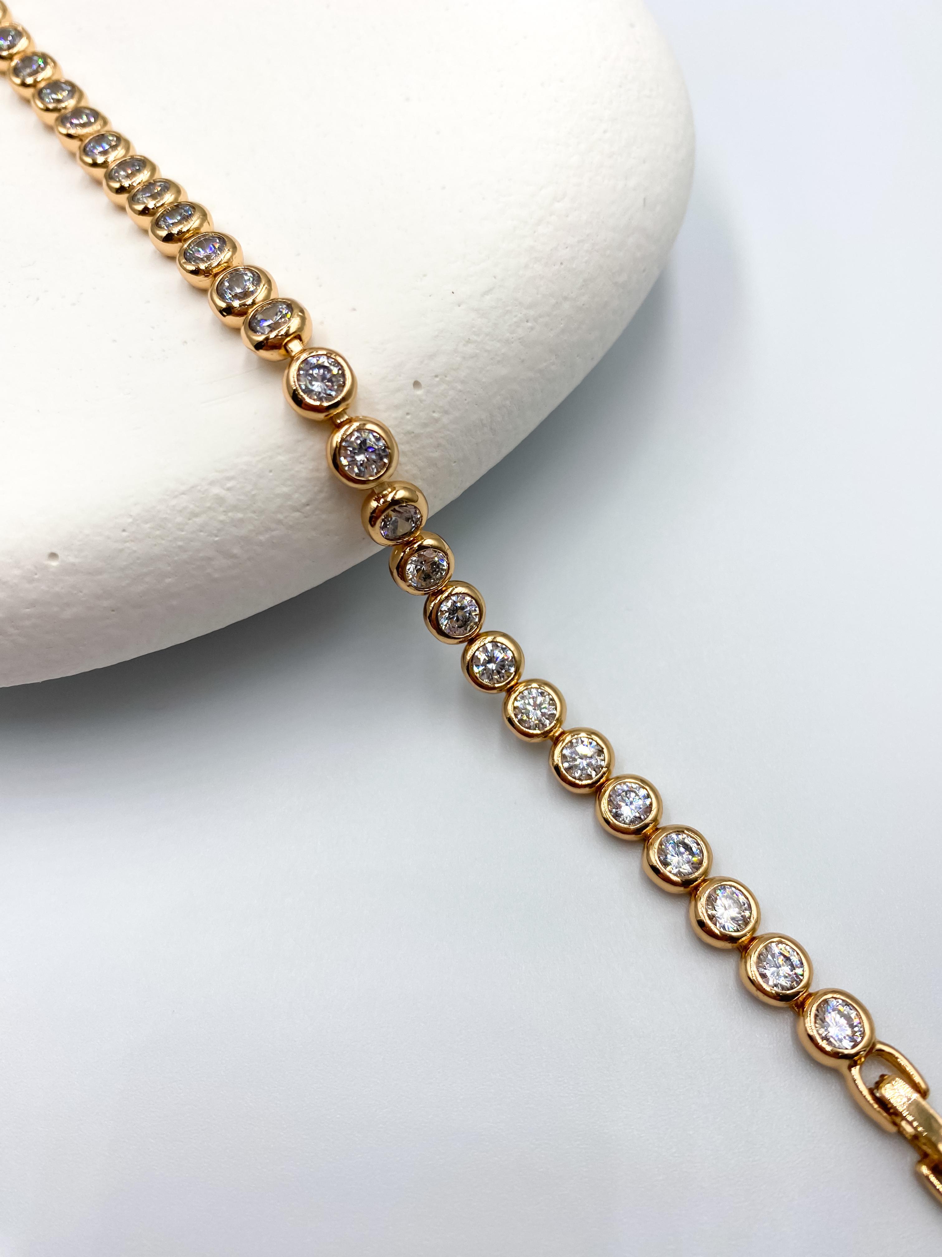 Beyaz Taş Sıralı Çelik Bileklik