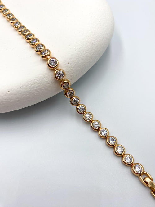 Beyaz Taş Sıralı Çelik Bileklik