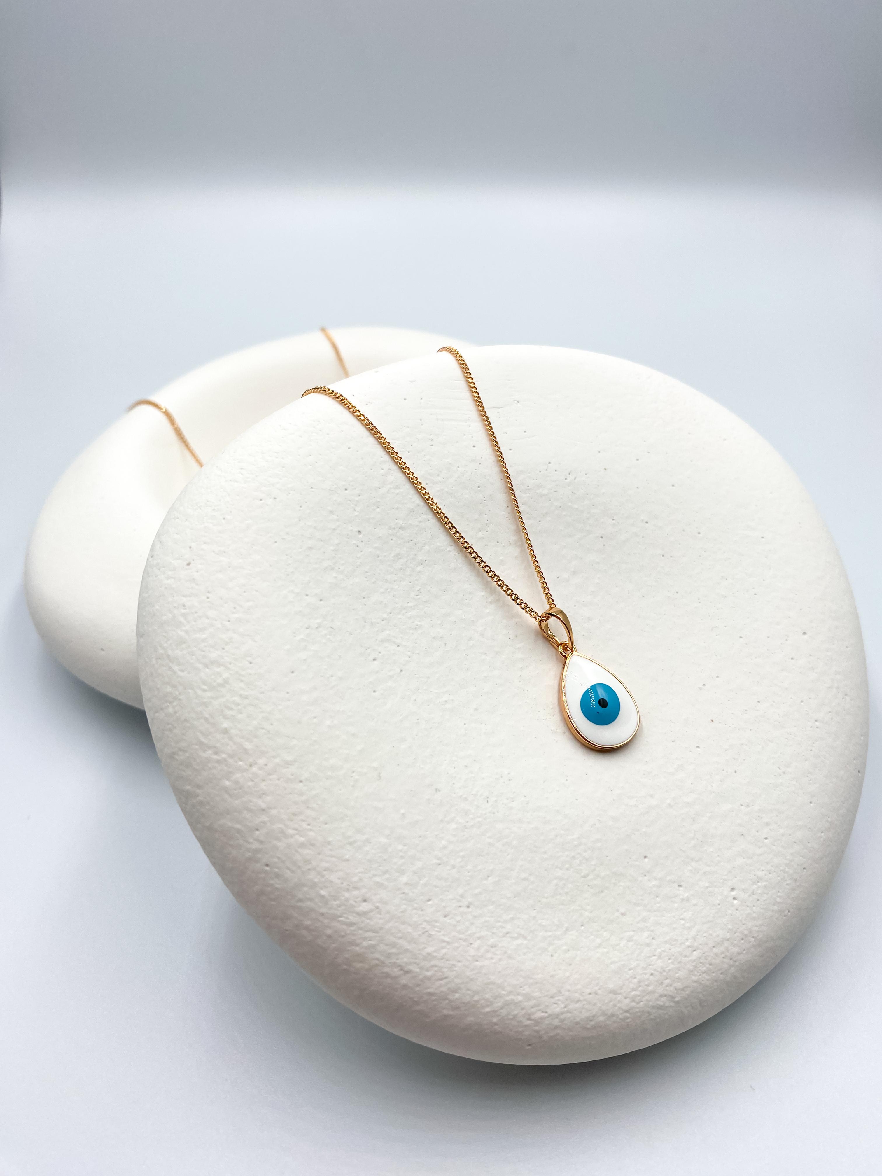 Damla Nazar Boncuklu Çelik Kolye