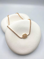 Kare Kesim Tam Taşlı Çelik Kolye