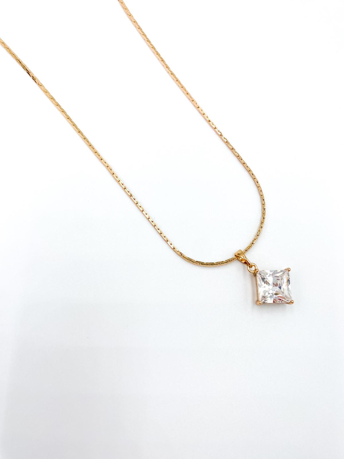 Kare Kesim Tek Taş Kolye