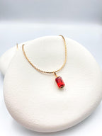 Kırmızı Taşlı Zarif Kolye