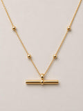 Top Detaylı T Bar Kolye - 18K