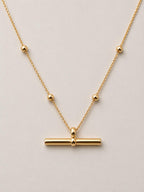 Top Detaylı T Bar Kolye - 18K