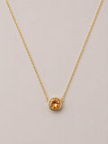 Yuvarlak Kesim Amber Taş Kolye - 18K