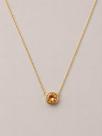 Yuvarlak Kesim Amber Taş Kolye - 18K