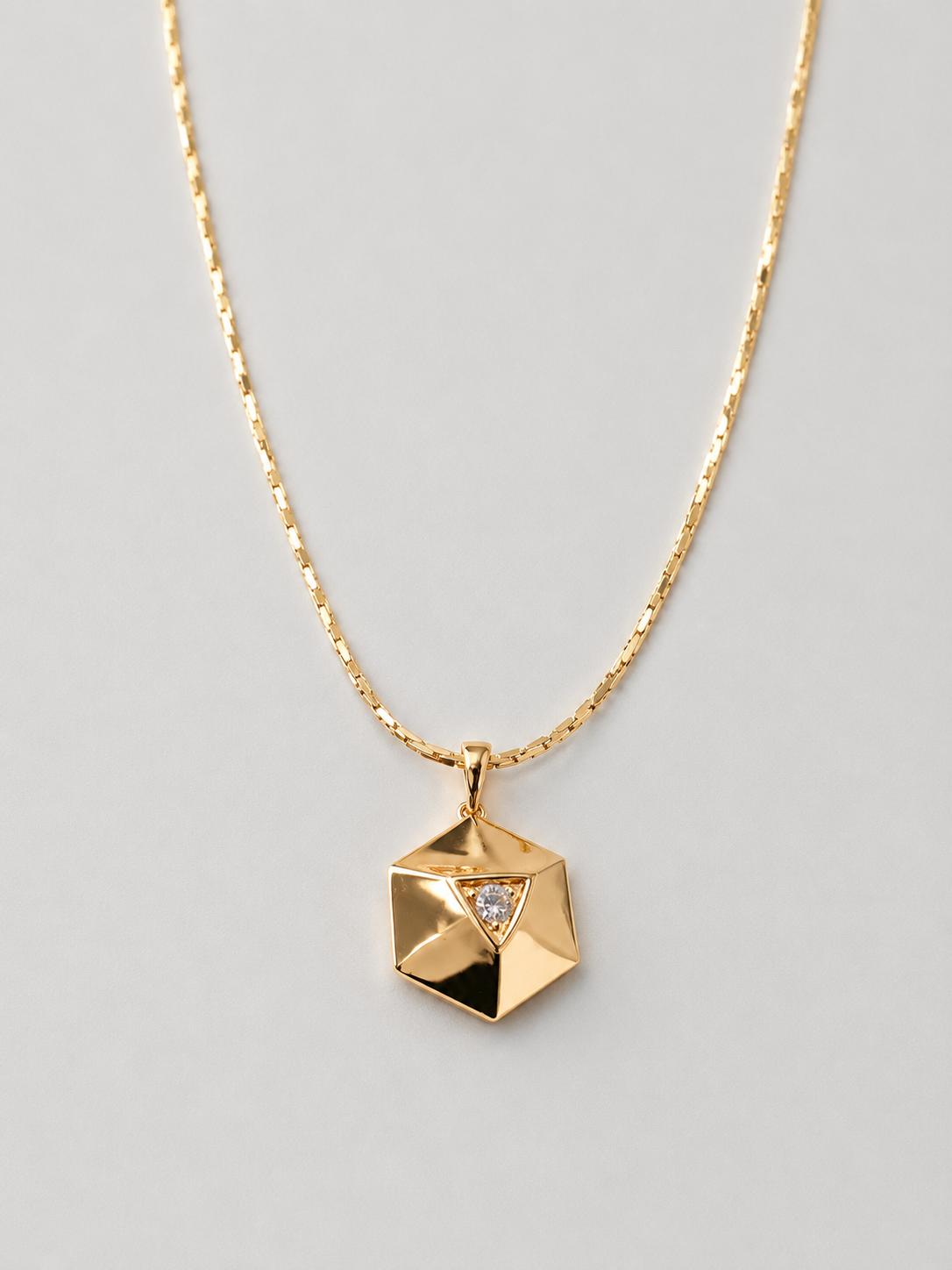 Geometrik Çelik Kolye - 18K