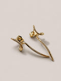 Kıvrımlı Taş Detaylı Küpe - 18K
