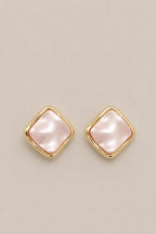 Sedefli Minimalist Pembe Küpe - 14K