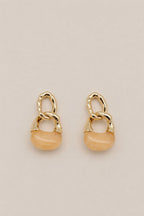 Turuncu Marble Zincir Küpe - 14K