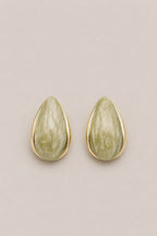 Yeşil Marble Damla Küpe - 14K