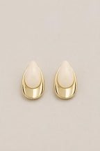Beyaz Drop Küpe - 14K