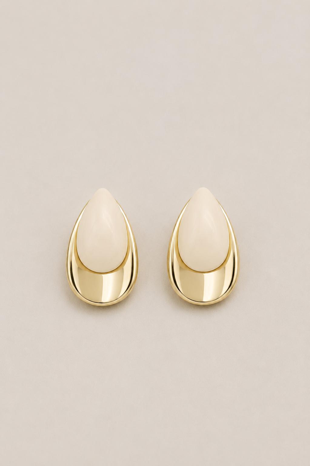 Beyaz Drop Küpe - 14K