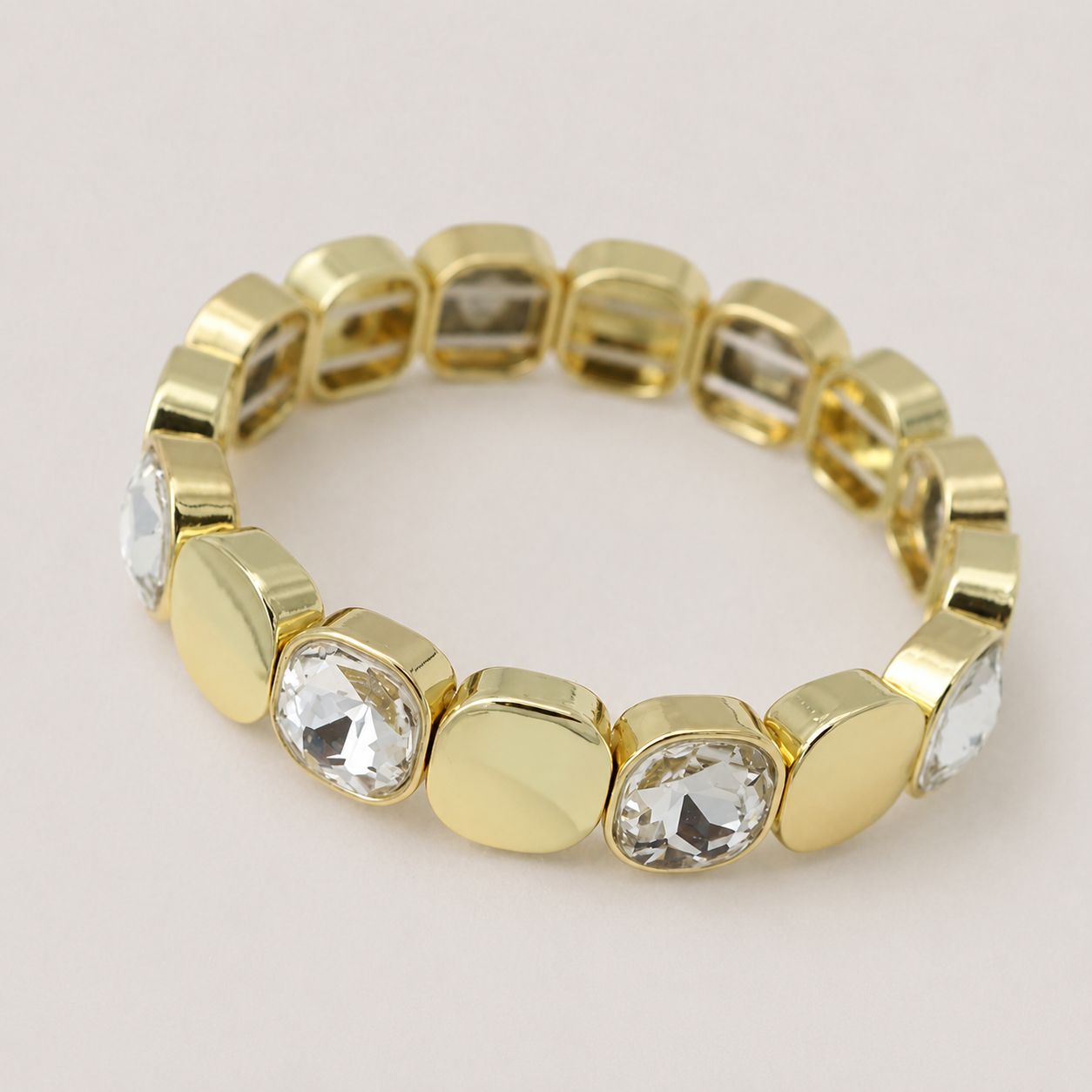 Taş ve Gold Detaylı Lastikli Bileklik - 14K