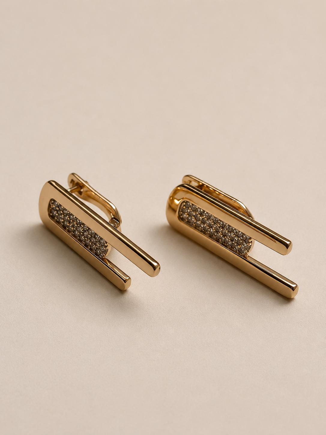 Çift Çubuk Form Küpe - 18K