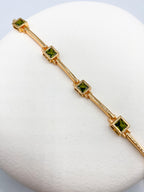 Yeşil Kare Taşlı Çelik Bileklik