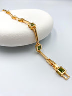 Yeşil Kare Taşlı Çelik Bileklik