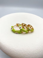 Yeşil Göz Detaylı Halka Küpe