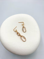 Taşlı Zincir Halkalı Sallantılı Küpe