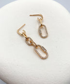 Taşlı Zincir Halkalı Sallantılı Küpe