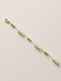 Beyaz ve Gold Boncuk Detayllı Halhal - 18K