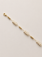 Beyaz ve Gold Boncuk Detayllı Halhal - 18K