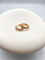 Yuvarlak Taş Detaylı Halka Küpe