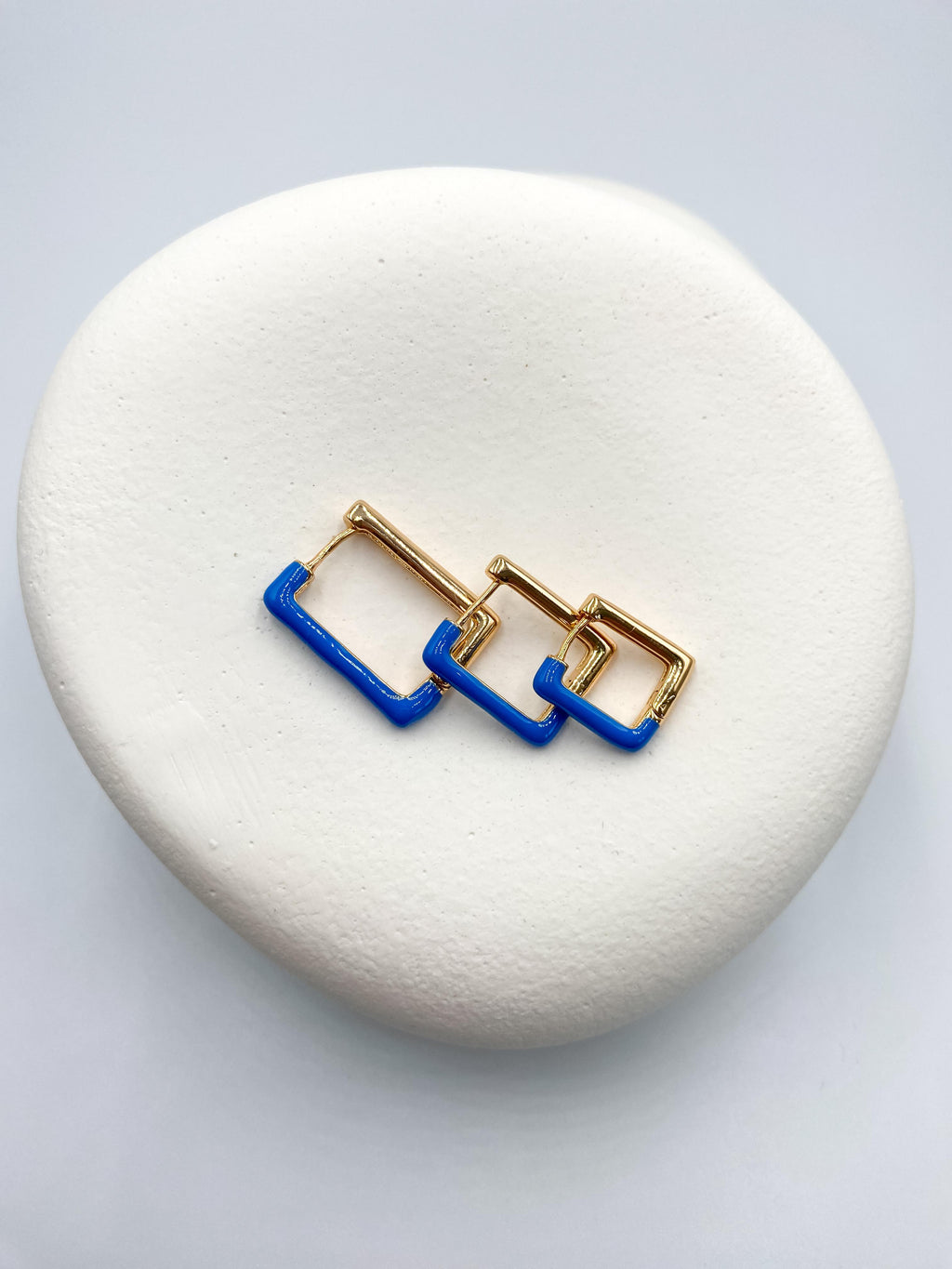 Mavi Dikdörtgen Halka Küpe