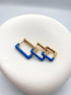 Mavi Dikdörtgen Halka Küpe