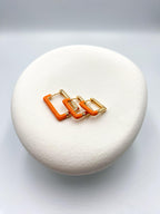 Turuncu Dikdörtgen Halka Küpe